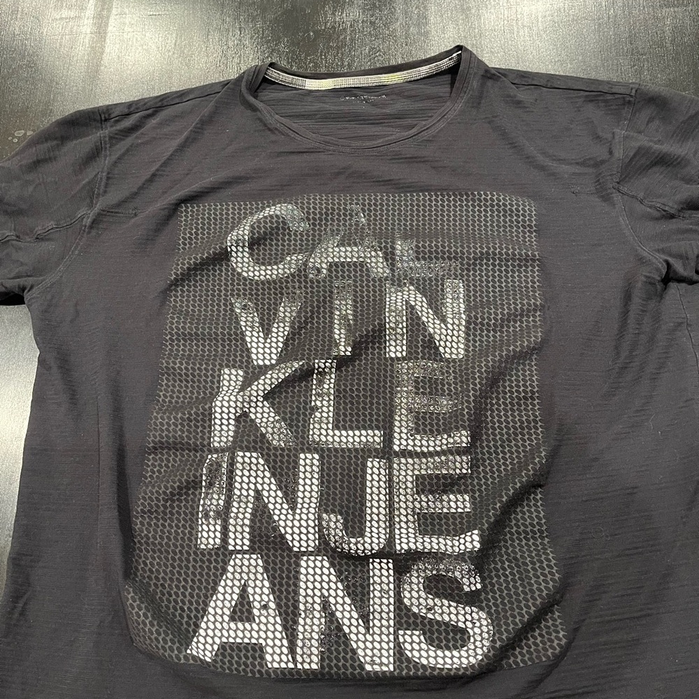Calvin Klein Black and Gray Short Sleeve Tee